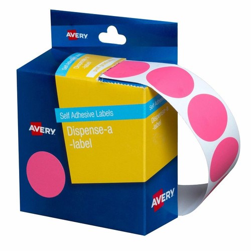 Quik Stik DSRMC24 Labels Circular 24mm Pink P500